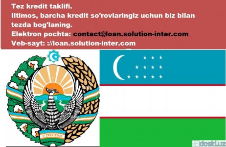 Другие услуги: Kredit va tezkor investitsiyalar taklifi. Iltimos, barcha kredit so'rovlaringiz uchun